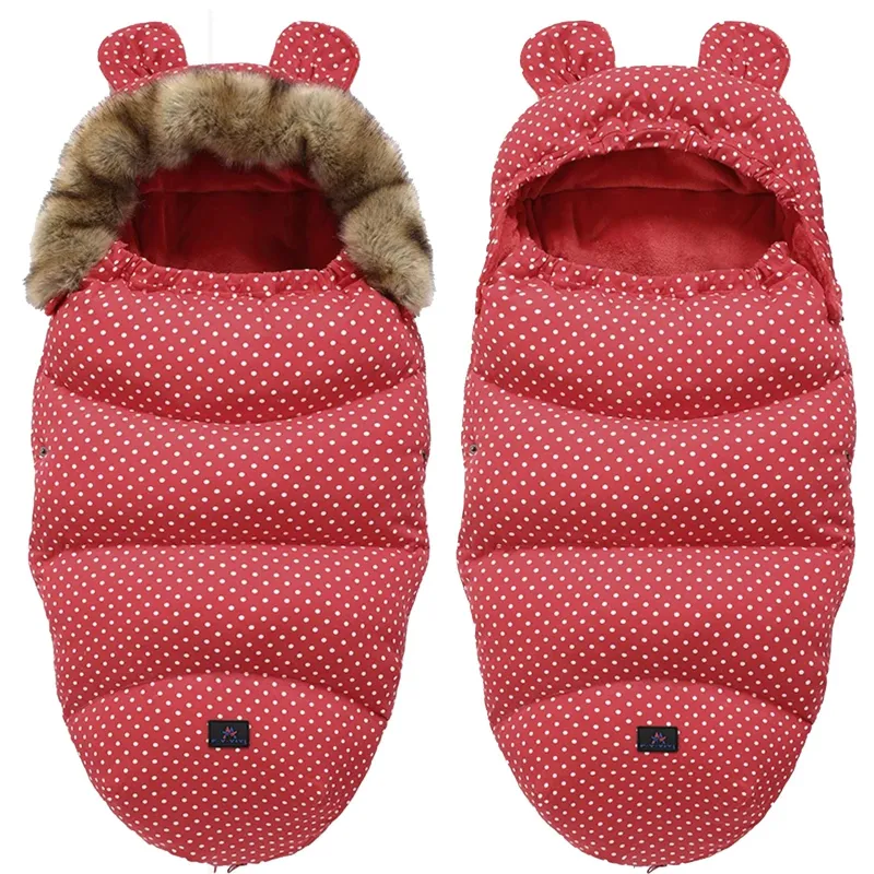 Saco de dormir para cochecito, silla de coche y trineo Extralink - Aislado con orejas, forro polar, 100cm - Imagen 2