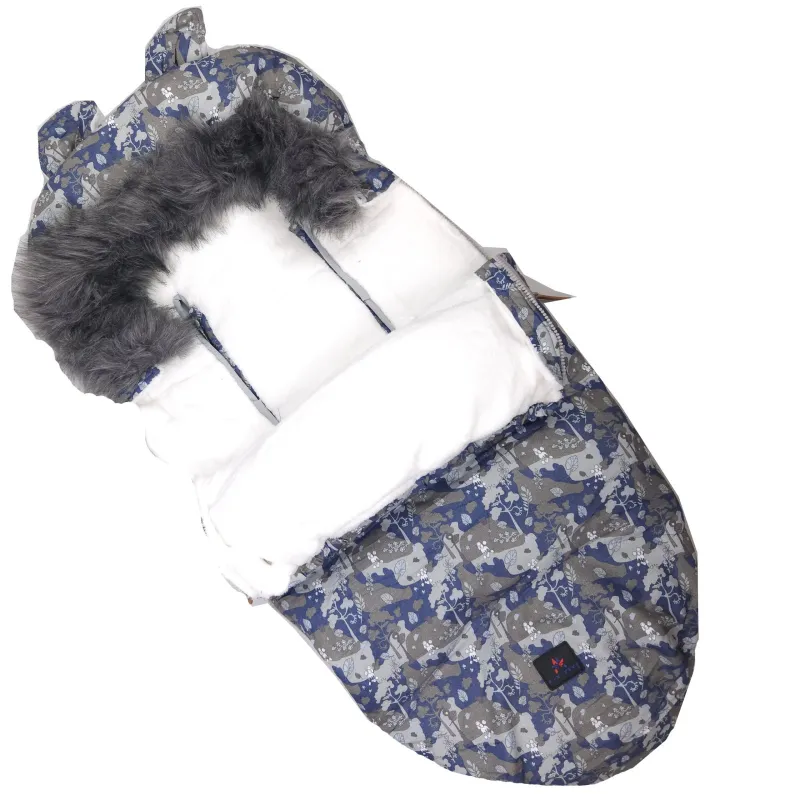 Sacco a pelo per passeggino, seggiolino auto e slittino Extralink con orecchie, imbottito in pelliccia sintetica 100cm mimetico - Immagine 4