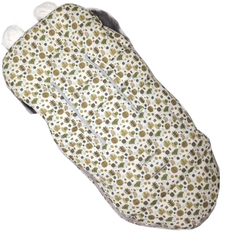 Extralink Infant Sleeping Bag for Stroller, Car Seat, Sledge with Ears, Faux Fur Insulated, 100cm Leaves - Image 3