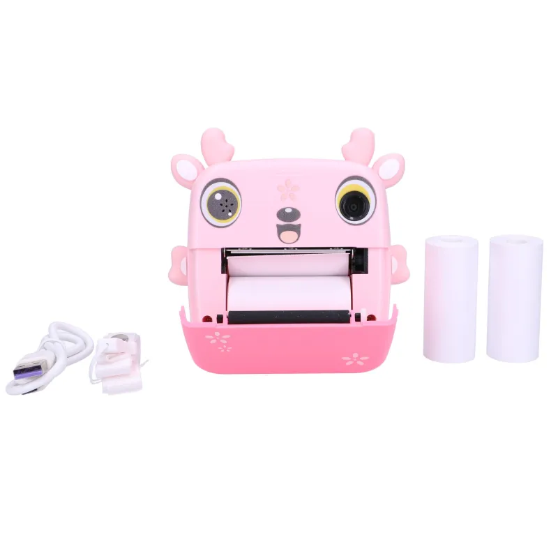 Pink Thermal Printer EPP-005 + Extralink Thermal Paper 3 Rolls Set, Deer - Image 9