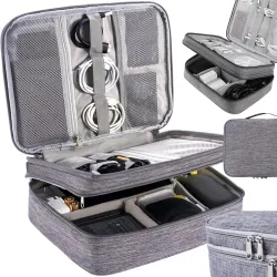 Extralink Seyahat Organizeri, XL Kolu ile USB Şarj Kabloları ve Aksesuarlar için Kılıf Çantası