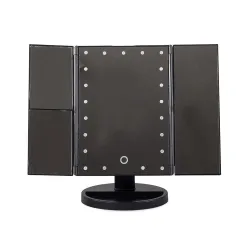 Specchio per Trucco Extralink, Ingranditore, Nero, Pieghevole, Retroilluminato, con Supporto - Immagine 2