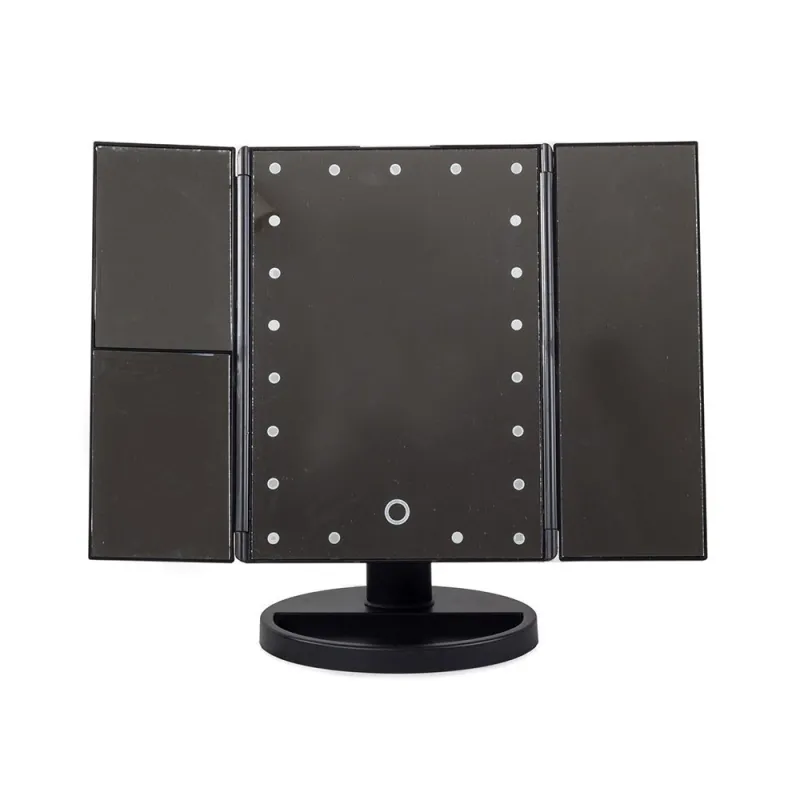 Specchio per Trucco Extralink, Ingranditore, Nero, Pieghevole, Retroilluminato, con Supporto - Immagine 2