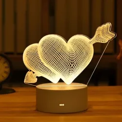 Lampada Notturna Cuori Spezzati 3D Extralink Home, Illusione Ottica per Camera da Letto USB - Immagine 2