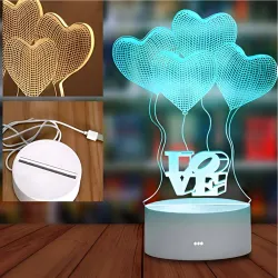 Luz Noturna 3D Quatro Corações Extralink Home, Ilusão Óptica para Quarto USB - Imagem 4