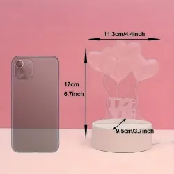 3D Noční Lampička čtyři Srdce Extralink Home, Optická Iluze pro Ložnici USB - Obrázek 5