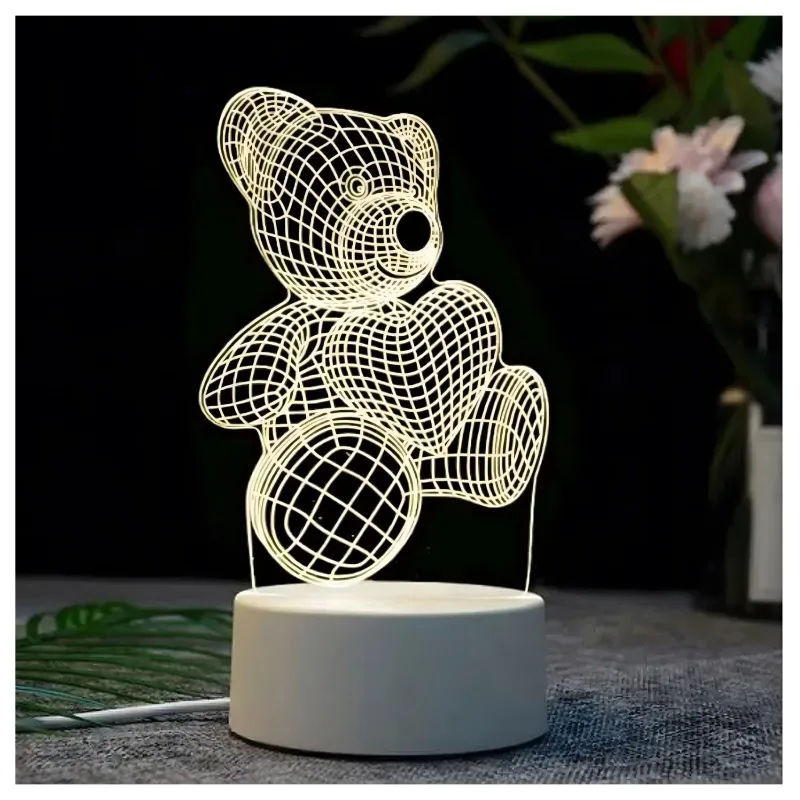 Luz Noturna Urso Coração 3D Extralink Home, Ilusão Óptica para Quarto USB - Imagem 2