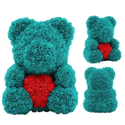 Büyük Gül ile Ayıcık Extralink Home, 40 cm Gül Sevgililer Günü Hediyesi Turkuaz - Görsel 2