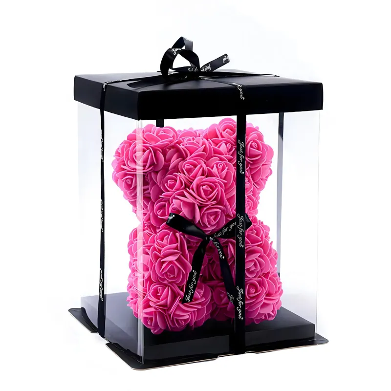 Extralink Home | Miś z róż LED | róża zestaw 25cm różowy - Zdjęcie 2
