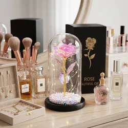 Ewige Rose im Glas Extralink Home, Rosa LED Licht - Bild 5