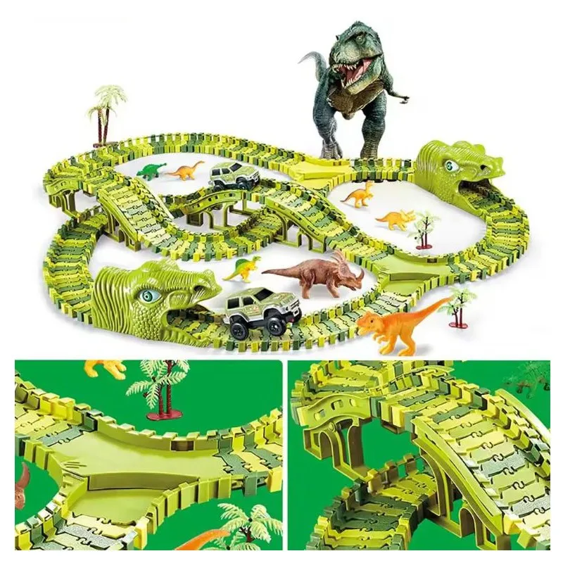 Большая гоночная трасса, парк динозавров Extralink Toys, автомобиль, динозавр, парк динозавров, XXL, 271 элемент - Изображение 4