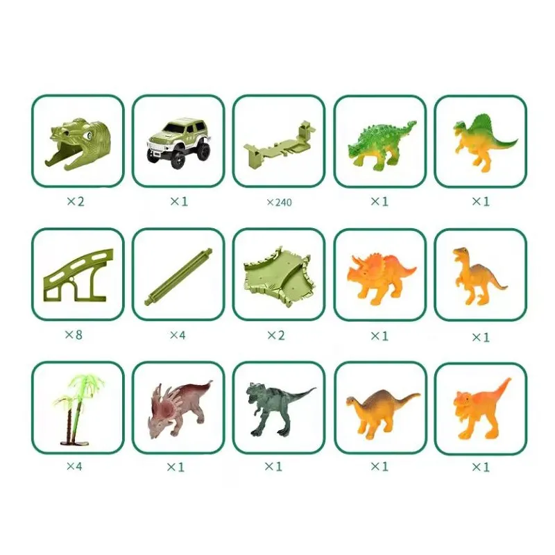 Große Rennstrecke, Dino-Park Extralink Toys, Auto, Dinosaurier, Dinosaurierpark, XXL, 271 Teile - Bild 5