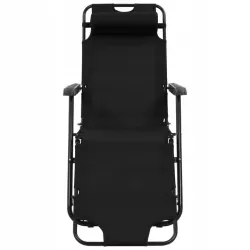 Black Forest by Extralink, folding garden lounger with cushion, black - Image 2