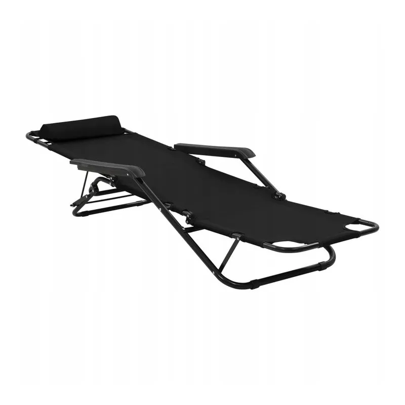 Black Forest by Extralink, folding garden lounger with cushion, black - Image 5