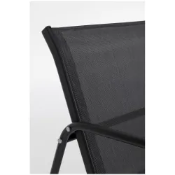 Black Forest Garden Furniture Set, Texteline Two Chairs + Lounger + Folding Table Black - Image 6