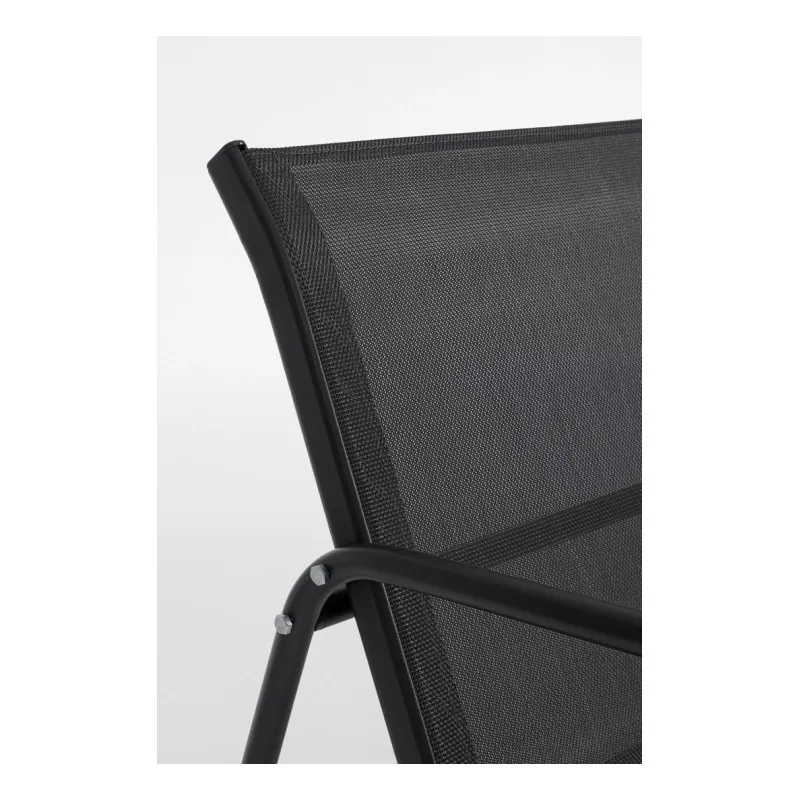 Juego de Muebles de Jardín Black Forest, Textilene Dos Sillas + Tumbona + Mesa Plegable Negra - Imagen 6