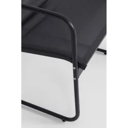 Set di Mobili da Giardino Black Forest, Textilene Due Sedie + Lettino + Tavolo Pieghevole Nero - Immagine 8