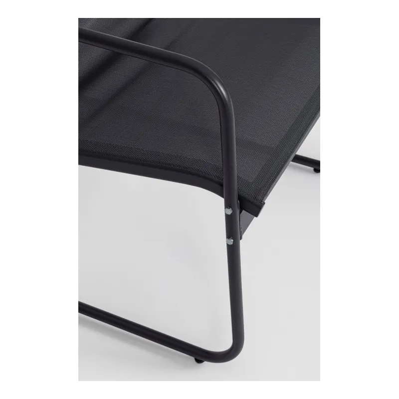 Juego de Muebles de Jardín Black Forest, Textilene Dos Sillas + Tumbona + Mesa Plegable Negra - Imagen 8
