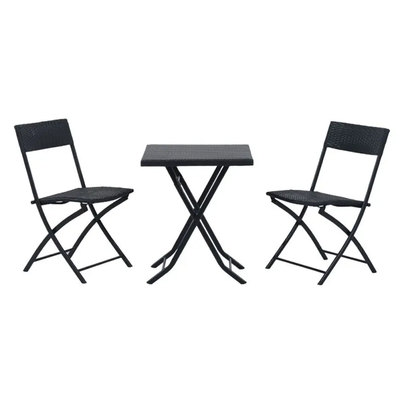 Conjunto Pequeno de Móveis para Jardim Black Forest, Duas Cadeiras + Mesa Preta - Imagem 2