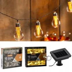 Extralink | Girlanda solarna ogrodowa | dł. 2 + 1,8 m hemma 10 LED ciepły biały duża żarówka - Zdjęcie 2