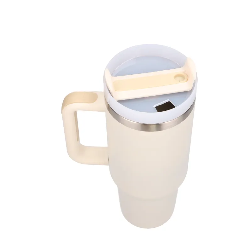 Black Forest, copo térmico com palhinha, termo com pega 1200ml bege - Imagem 2