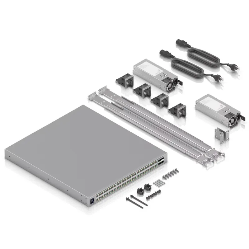 Ubiquiti ECS-48-PoE (2150W) | Switch | Etherlighting™, 16x 2.5 GbE RJ45, 32x 10 GbE RJ45, 4x SFP28, 2x QSFP28, L3, PoE+++ - Zdjęcie 6