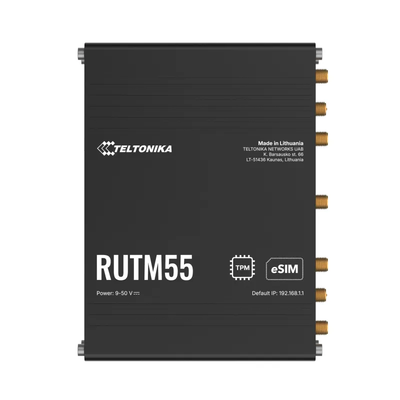 Teltonika RUTM55 | Router 5G industrial | 3.4Gbps, LTE Cat 19, WiFi 5, 4x GbE RJ45, dual SIM/eSIM - Imagen 3