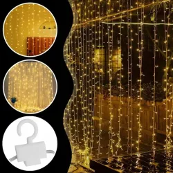 Extralink | Kurtyna świetlna LED | 3x3m, 300x LED, biały ciepły, sople wewnętrzne, girlanda - Zdjęcie 2