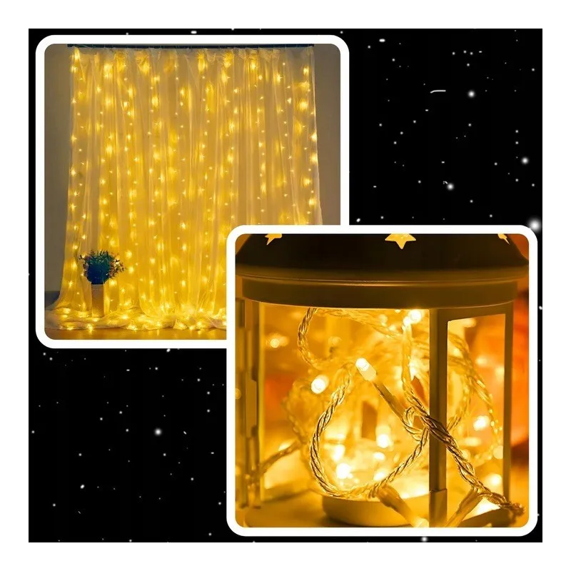 Extralink | Kurtyna świetlna LED | 3x3m, 300x LED, biały ciepły, sople wewnętrzne, girlanda - Zdjęcie 6