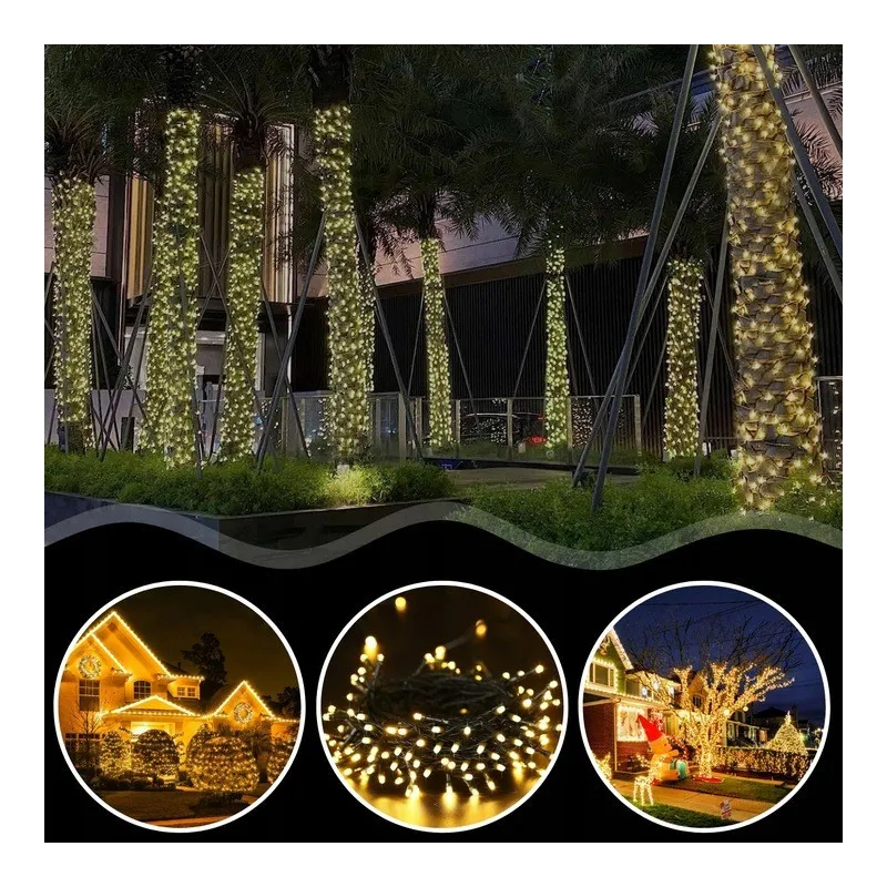 Extralink | Lampki choinkowe | świąteczne, 10,5m, 100 LED, ciepłe, białe, na baterie - Zdjęcie 7
