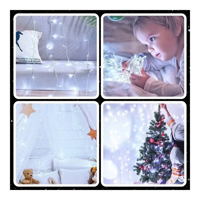 Extralink, Luzes de árvore de Natal, festivas, 10m, 100 LED, brancas, frias, externas, internas, a pilhas - Imagem 6