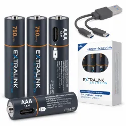 Extralink Smartlife AAA Set 4-pak | Akumulatorki baterie | ładowane USB-C, 1.5V, 435mAh - Zdjęcie 3