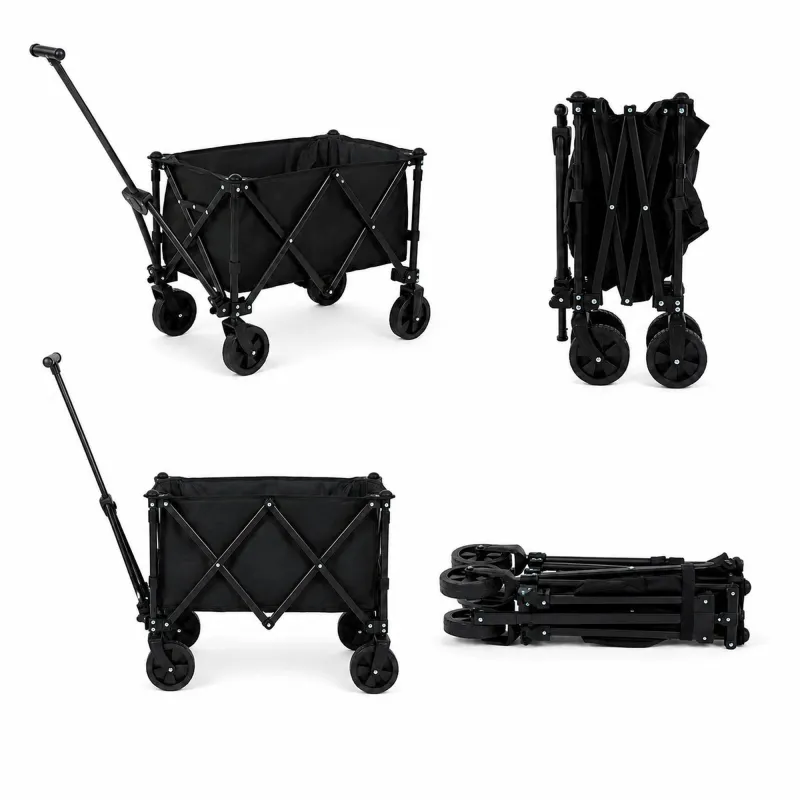 Black Forest by Extralink, carrito de playa turístico de camping, plegable, negro, tela Oxford, ruedas todoterreno - Imagen 3