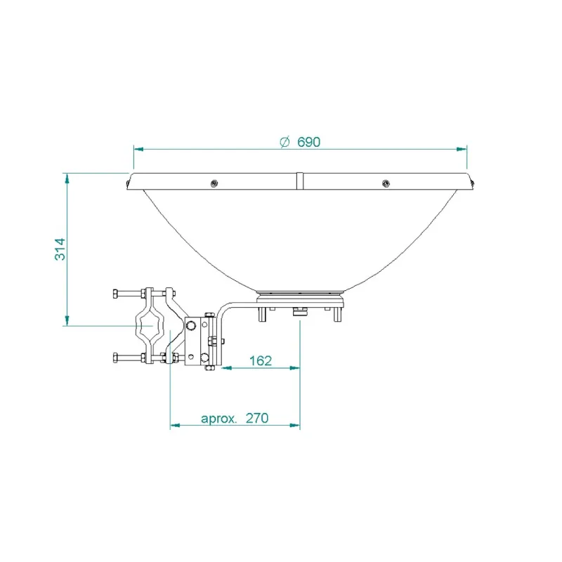 Jirous JRMC-680 10/11 | Parabolantenne | 10,1 - 11,7 GHz, 34dBi, speziell für Mimosa B11