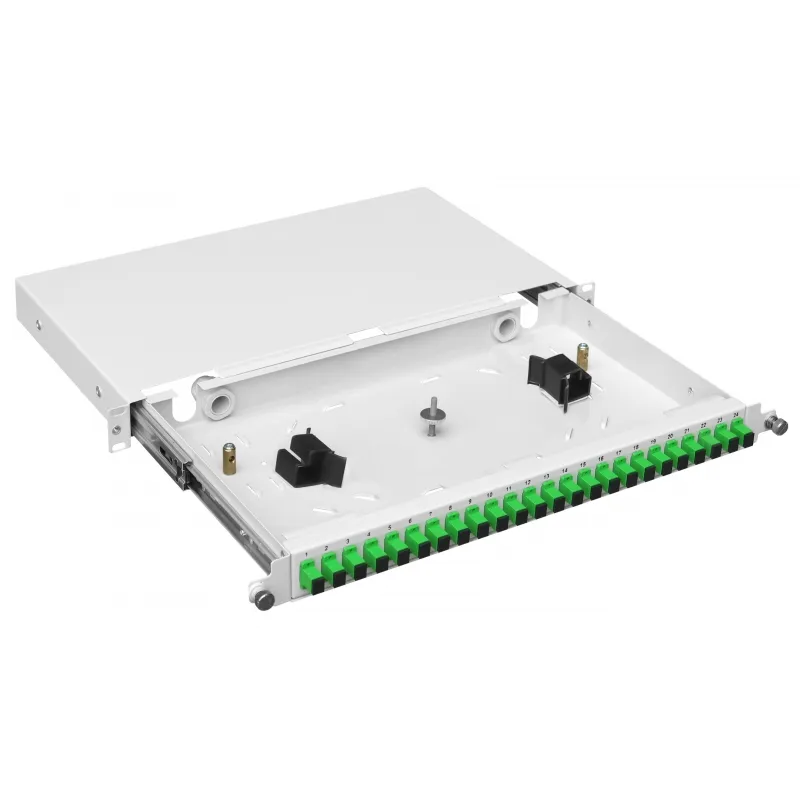Mantar PS 19 Fiber Optik Patch Panel 1U SC 24 Simplex Kayar, çekme derinliği 255 mm