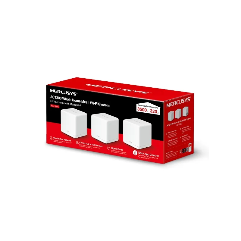 Mercusys Halo H30G (paquete de 3) | Sistema de malla Wi-Fi | AC1300 de doble banda, 2x RJ45 1000Mb/s