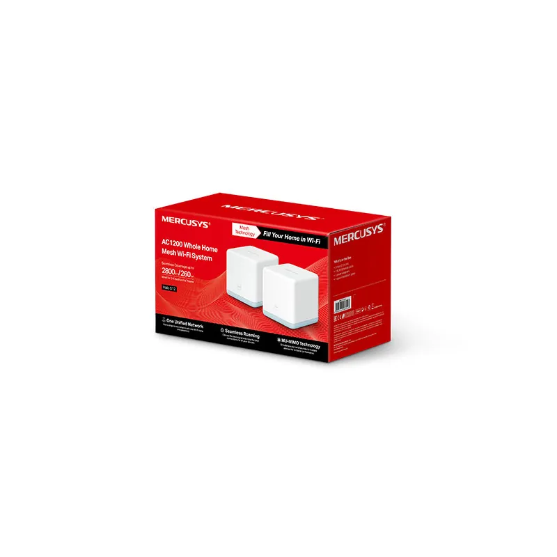 Mercusys Halo S12 (2-pack) | Mesh Wi-Fi System | AC1200 Dual Band, 2x RJ45 100Mb/s