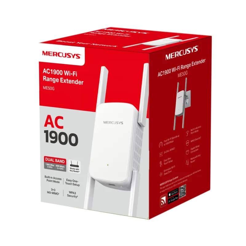 Mercusys ME50G | WiFi range extender | AC1900 Dual Band, 1x RJ45 1000Mb/s