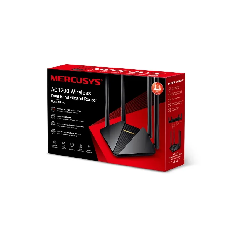 Mercusys MR30G | Router WiFi | AC1200 Dual Band, 3x RJ45 1000Mb/s