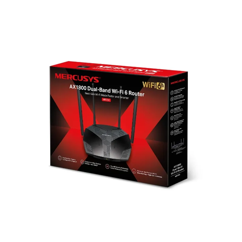 Mercusys MR70X | Router WiFi | AX1800 Dual Band, 4x RJ45 1000Mb/s