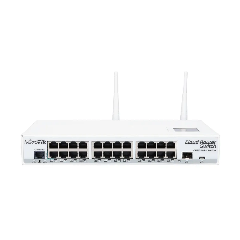 Коммутатор MikroTik CRS125-24G-1S-2HnD-IN, 24x RJ45 1000Mb/s, 1x SFP, 1x USB, WiFi 2.4GHz