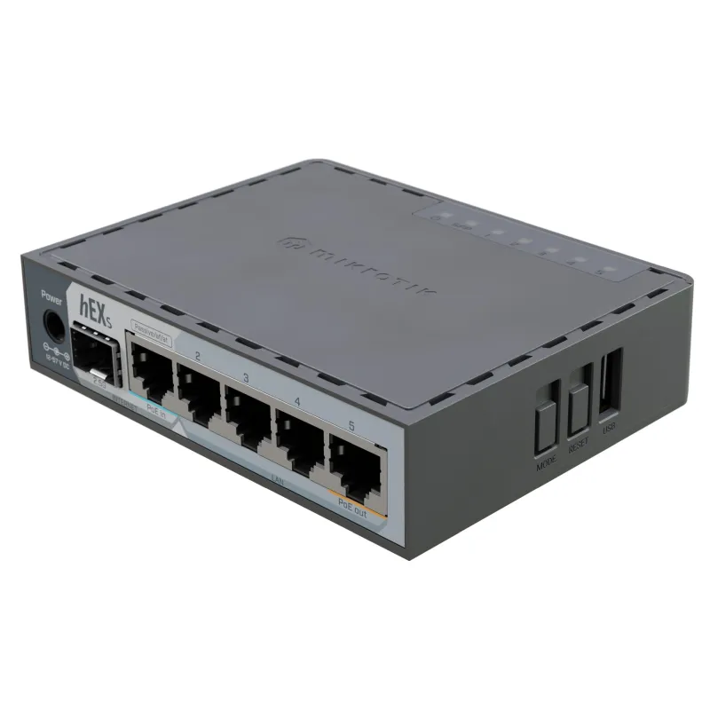 Mikrotik hEX S (2025) | Router | E60iUGS, 5x GbE RJ45, 1x SFP, PoE out, USB