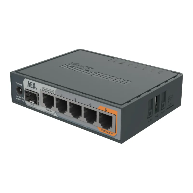 Маршрутизатор MikroTik hEX S UK, RB760IGS, 5x RJ45 1000Mb/s, 1x SFP, 1x USB