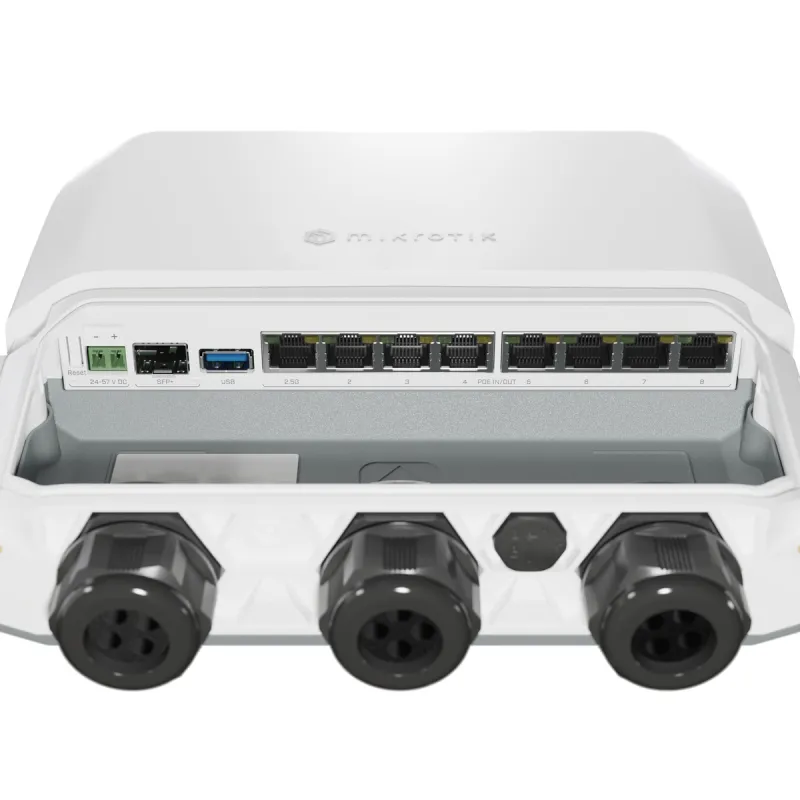 MikroTik Router RB5009UPr+S+OUT, 7x RJ45 1000Mb/s PoE, 1x RJ45 2.5Gb/s PoE, 1x SFP+, 1x USB 3.0, IP66