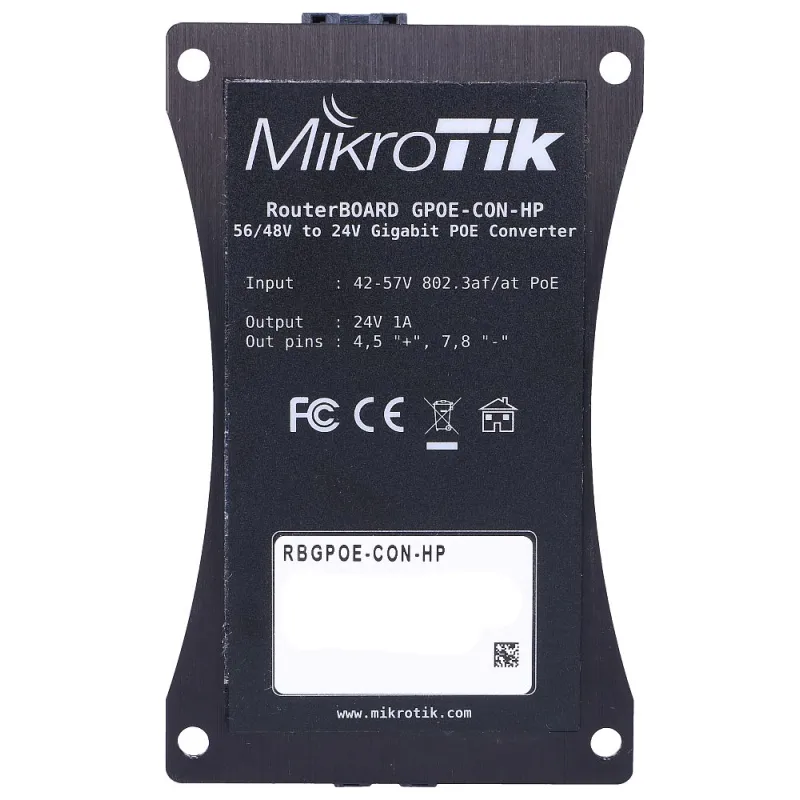 MikroTik RBGPOE-CON-HP | Voltage converter | PoE, 48V to 24V