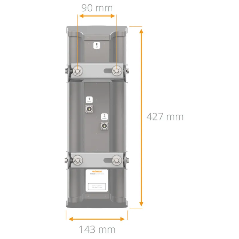 Mimosa N5-45X2 Sektör Anteni, 19dBi, 45 Derece, 4,9-6,4 GHz, 2x N-dişi