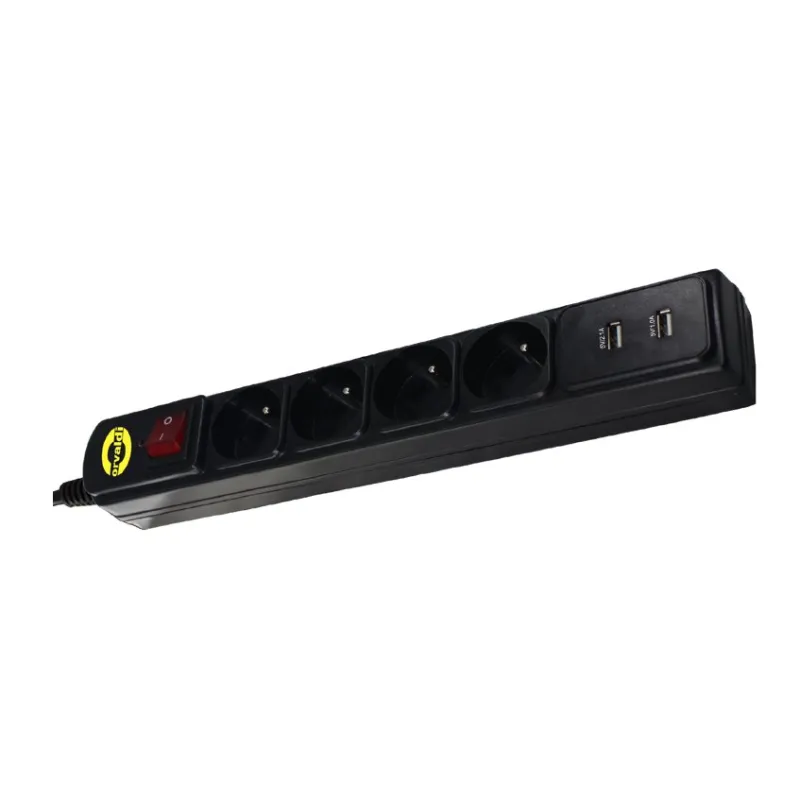 Orvaldi ORV-4PL USB2.0 | Power strip | with surge protection 1140J, 4 sockets, 2x USB, 1.8m