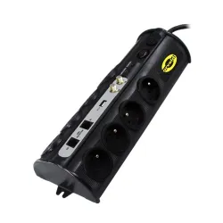Regleta de alimentación Orvaldi ORV-8PL Home USB 3.0, protector de sobretensión 4500J, 8 enchufes, 1x USB, 2x RJ45, 2x Coax, 3m