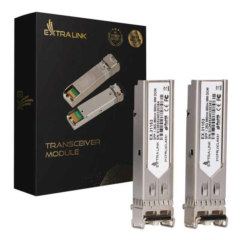 Extralink SFP 1.25G 2-pack | SFP Módulo | 1,25Gbps, LC/UPC, 850nm, 550m, multi mode, DOM