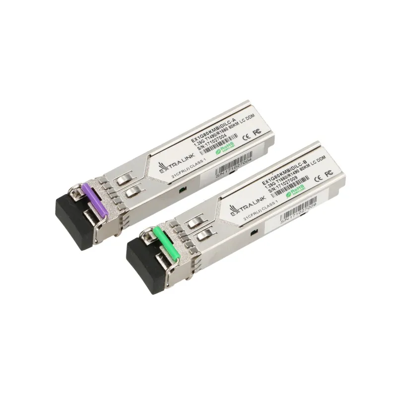 Extralink SFP 1.25G | SFP WDM-Modul | 1,25Gbps, 1490/1550nm, Einzelmodus, 80km, LC, DOM, Paar